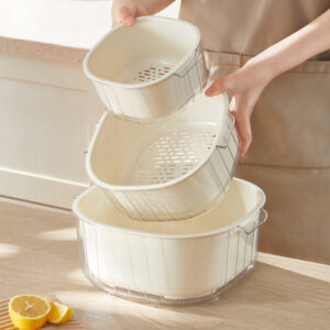 3PCS/Set Double Layer Vegetable Washing Drain Basket