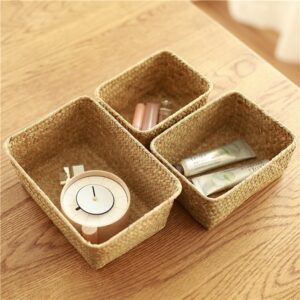 Woven Seagrass Storage Baskets, Straw Rattan Basket