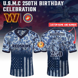 Washington Redskins - U.S. Marine Corps 250th Anniversary V-neck Short Sleeve Jersey