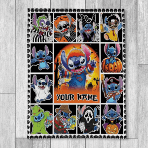 Personalize Disney Stitch Halloween Trick Or Treat Blanket