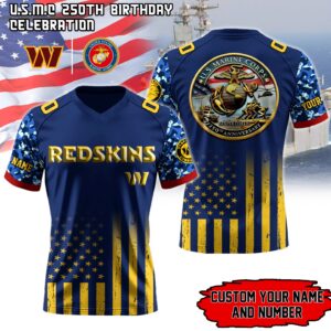 Washington Redskins - U.S. Marine Corps 250th Anniversary-V-neck Short Sleeve Jersey