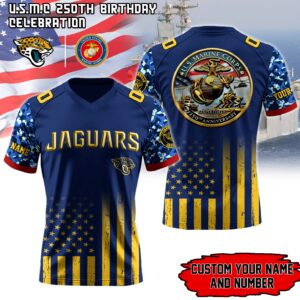 Jacksonville Jaguars - U.S. Marine Corps 250th Anniversary-V-neck Short Sleeve Jersey