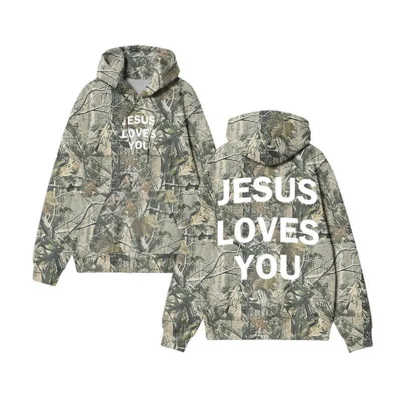 jesus loves you camouflage hoodie