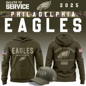 Philadelphia Eagles Olive 2025 Salute to Service Sideline Hoodie