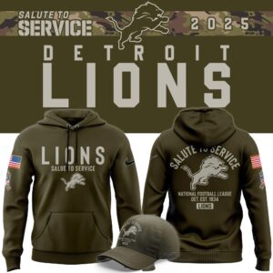 Detroit Lions Nike Olive 2025 Salute to Service Sideline Hoodie