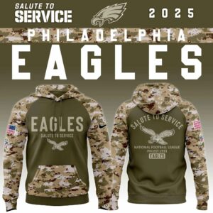 Philadelphia Eagles Olive/Camo 2025 Salute to Service Sideline Hoodie