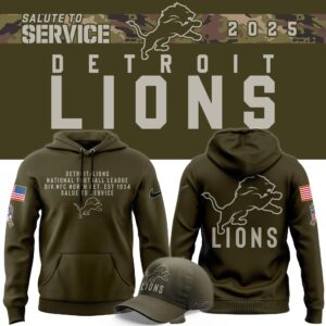 Detroit Lions Nike Olive 2025 Salute to Service Sideline Hoodie