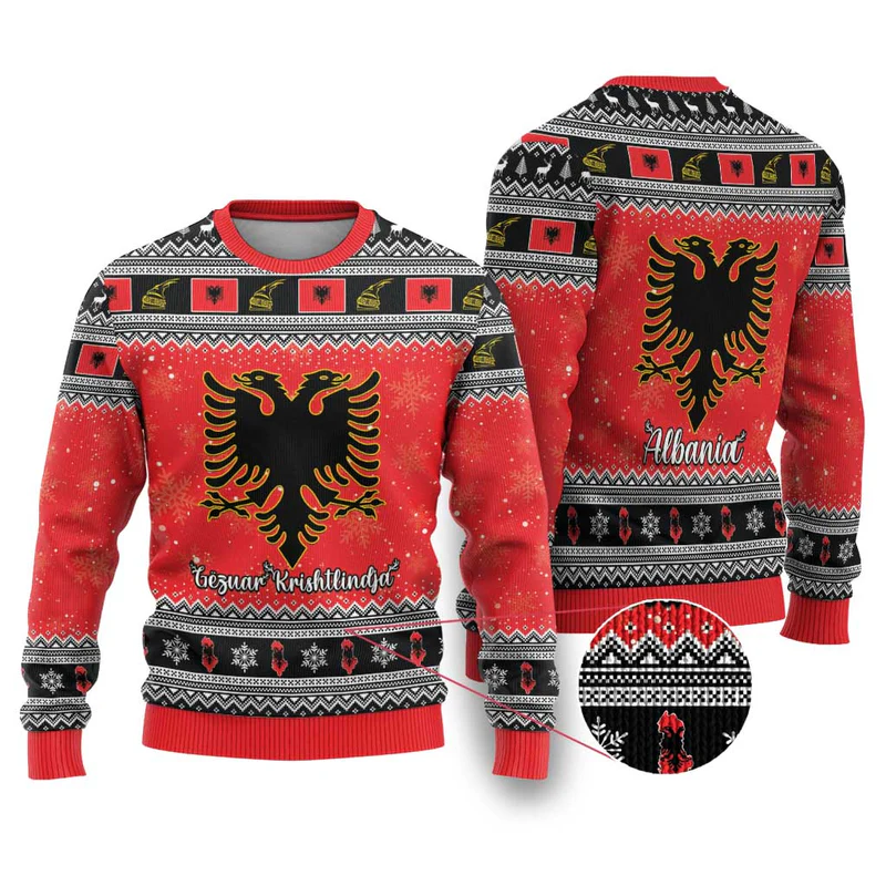 Albania Christmas Ugly Christmas Sweater Albanian Eagle Gezuar Krishtlindja