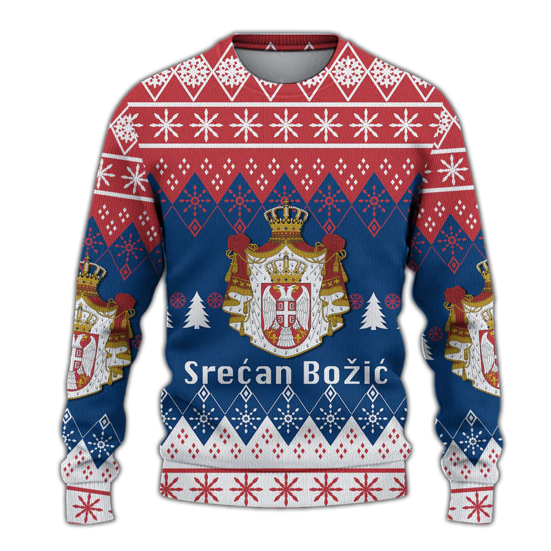 Serbia Christmas Srecan Bozic Ugly Pattern Sweatshirt