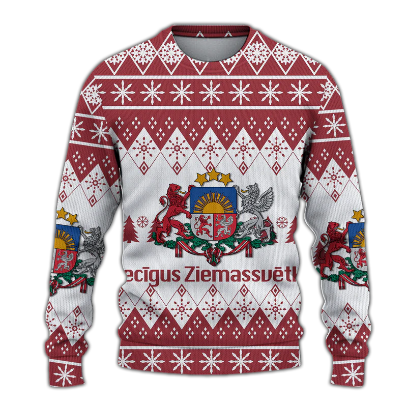 Latvia Christmas Priecigus Ziemassvetkus Ugly Pattern Sweatshirt
