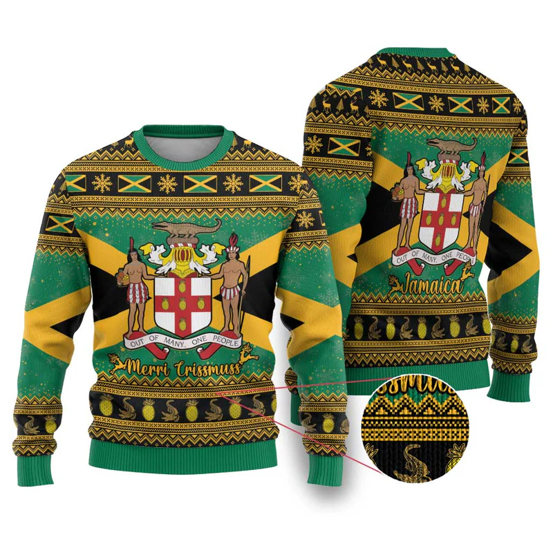 Jamaica Christmas Ugly Christmas Sweater Coat Of Arms Merri Crissmuss