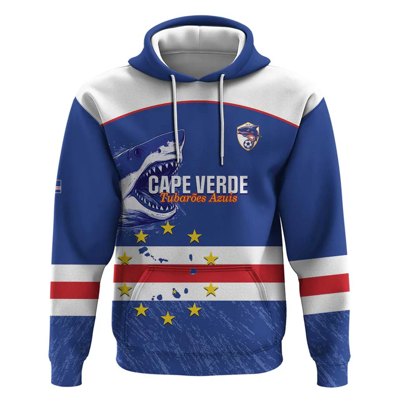 Cape Verde Football Custom Hoodie Come On Tubaroes Azuis Shark