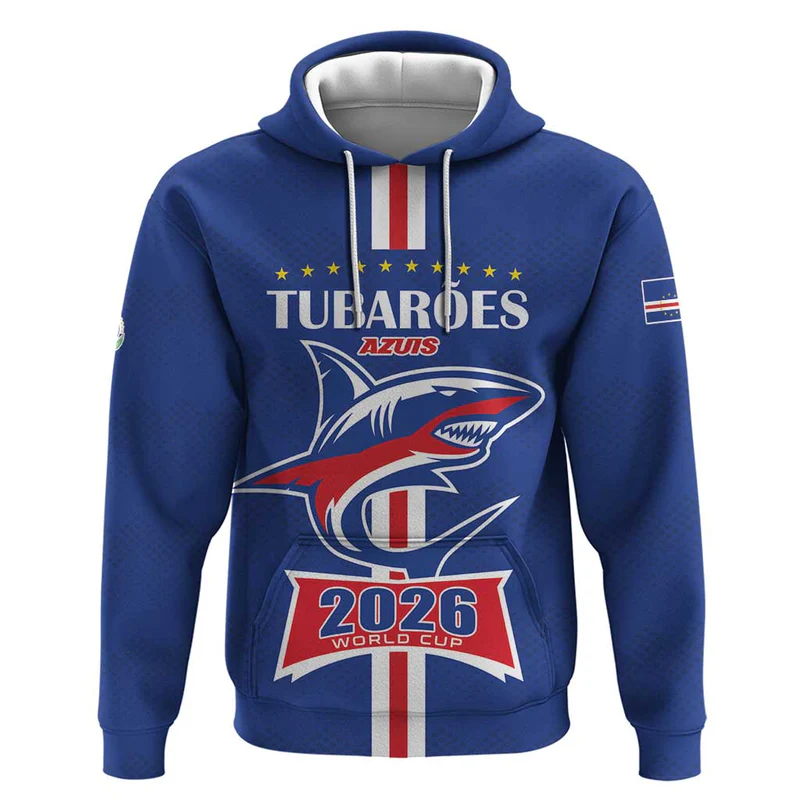 Custom Cape Verde 2026 Football Hoodie Blue Sharks WC Debut
