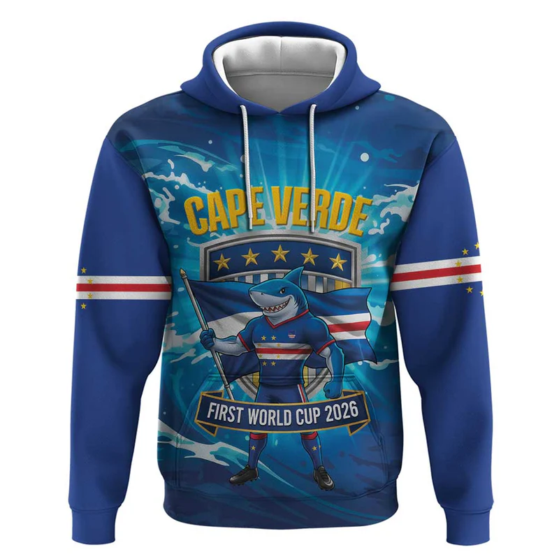 Blue Shark Cape Verde Football Hoodie First World Cup 2026