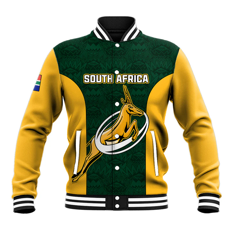 South Africa Rugby Baseball Jacket Springboks Go Champions Protea Pattern