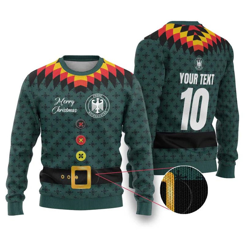 Custom German Christmas Ugly Christmas Sweater German Football Jersey mix Santa Suit Style