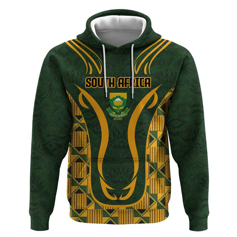 Custom South Africa Rugby Hoodie Go Champion Springboks and Kente Pattern