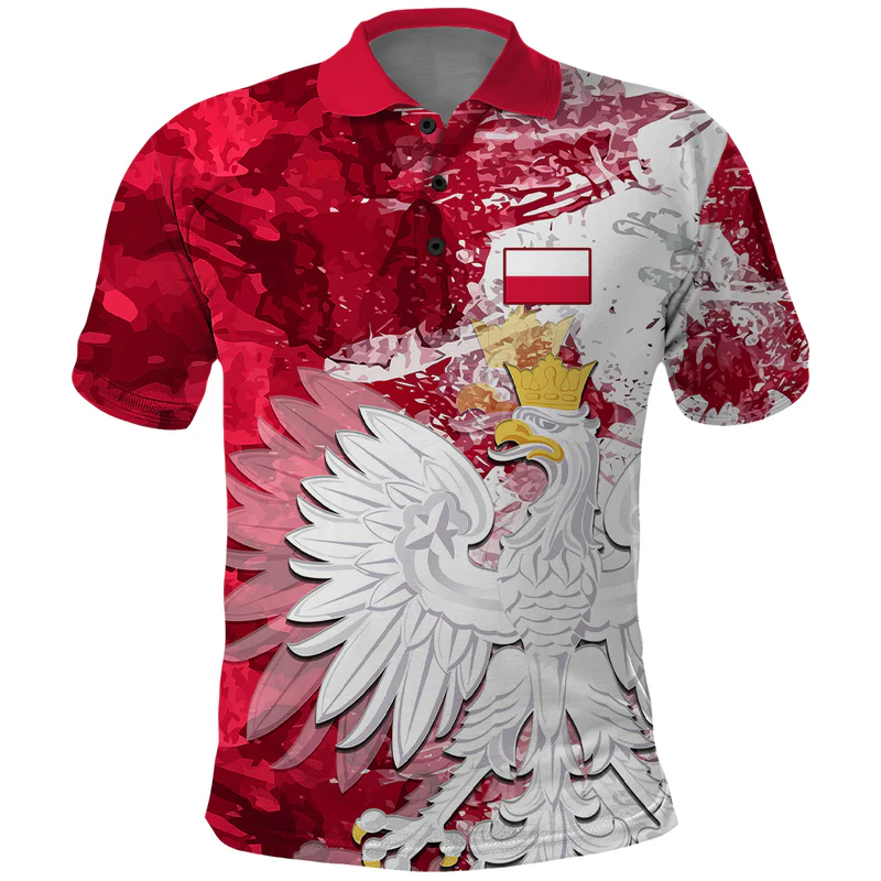 Poland Polo Shirt Polska Coat Of Arms Flag Style
