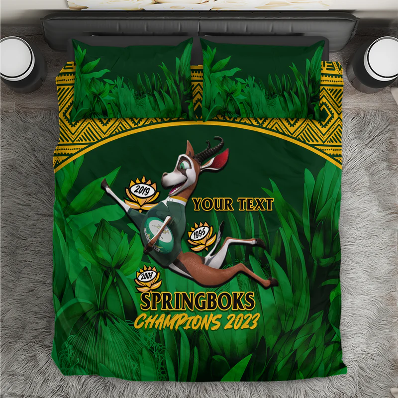 Custom South Africa Rugby Bedding Set Go Bokke World Cup Champions History