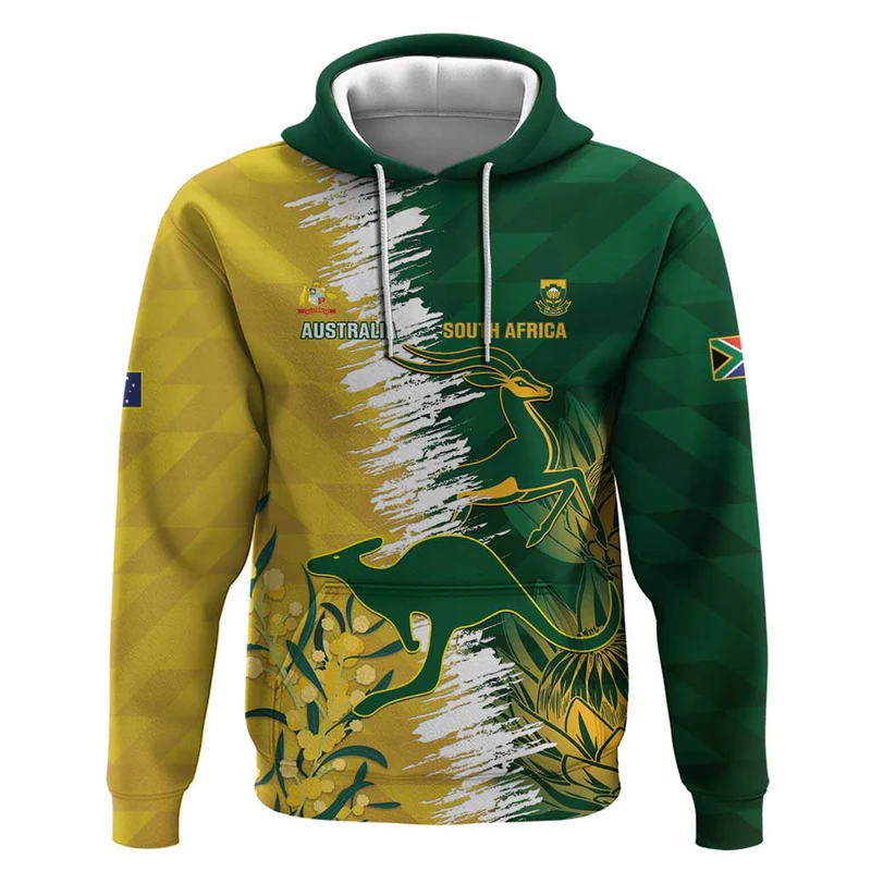 Custom Australia And South Africa Cricket Hoodie Aussies Proteas Together