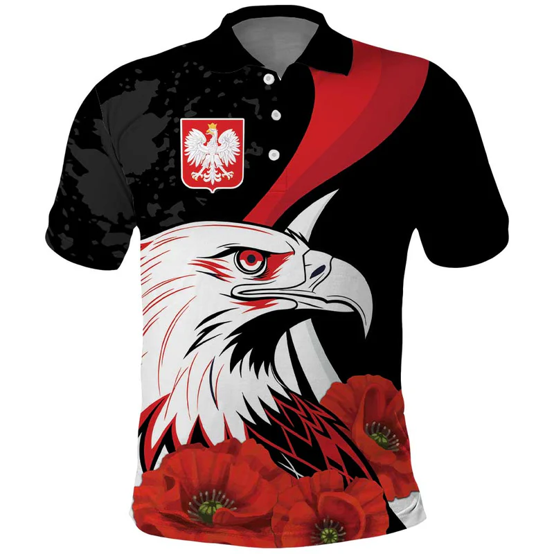 Personalized Poland Eagle Polo Shirt Rzeczpospolita Polska Poppy Flower