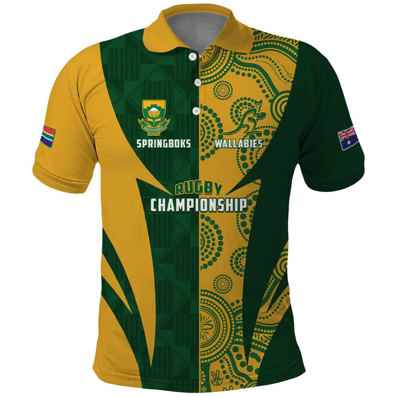 South Africa Australia Rugby Custom Polo Shirt Springboks Wallabies Together