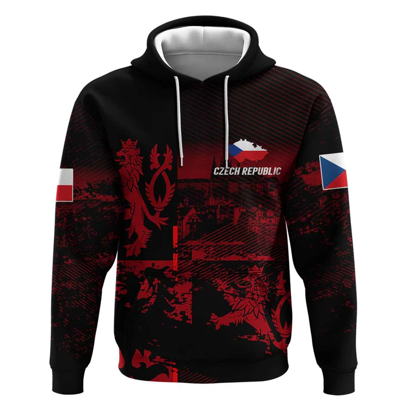 Czech Republic Lion Hoodie Czechia Black Red