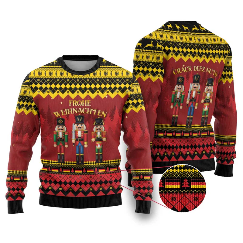 Germany Nussknacker Christmas Ugly Christmas Sweater Crack Deez Nuts