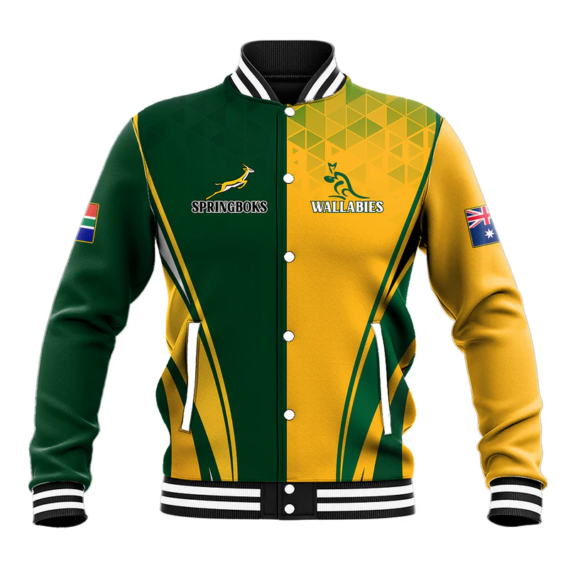 Personalised Australia Mix South Africa Rugby Baseball Jacket Wallabies And Springboks – Champions Special Ver L