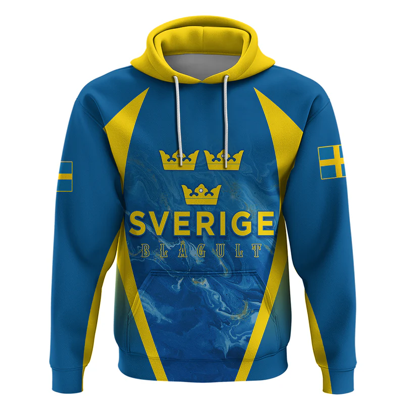 Personalised Sweden Football Hoodie Women World Cup Blagult Glacial Inspired