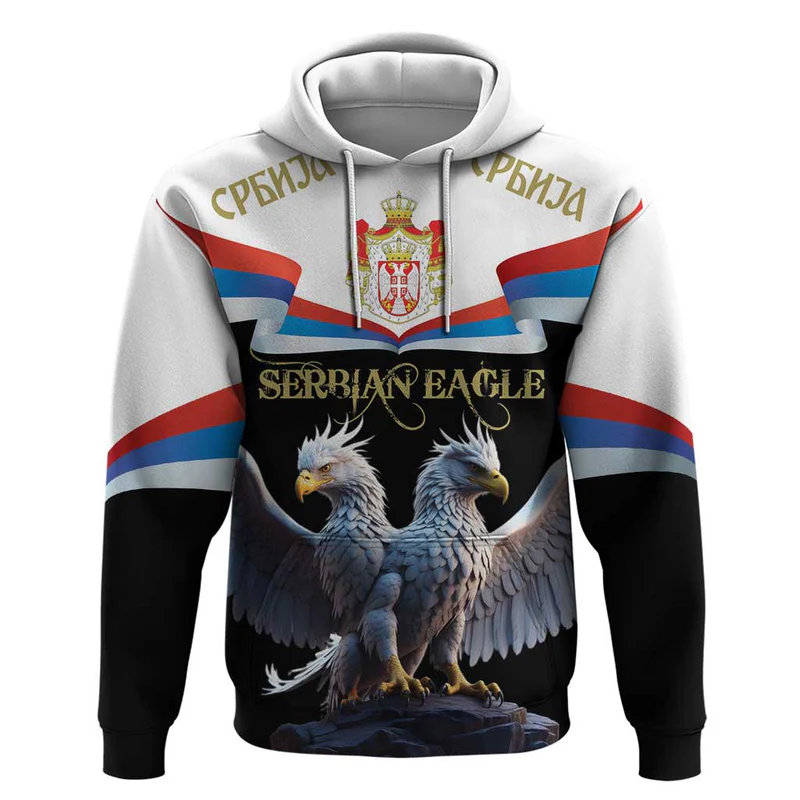 Serbia Silver Double-headed Eagle Hoodie
