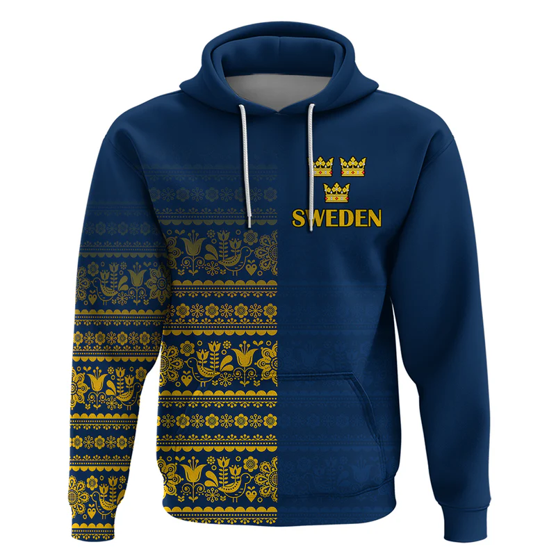 Custom Sweden Tre Kronor Hoodie Sverige With Half Scandinavian Design