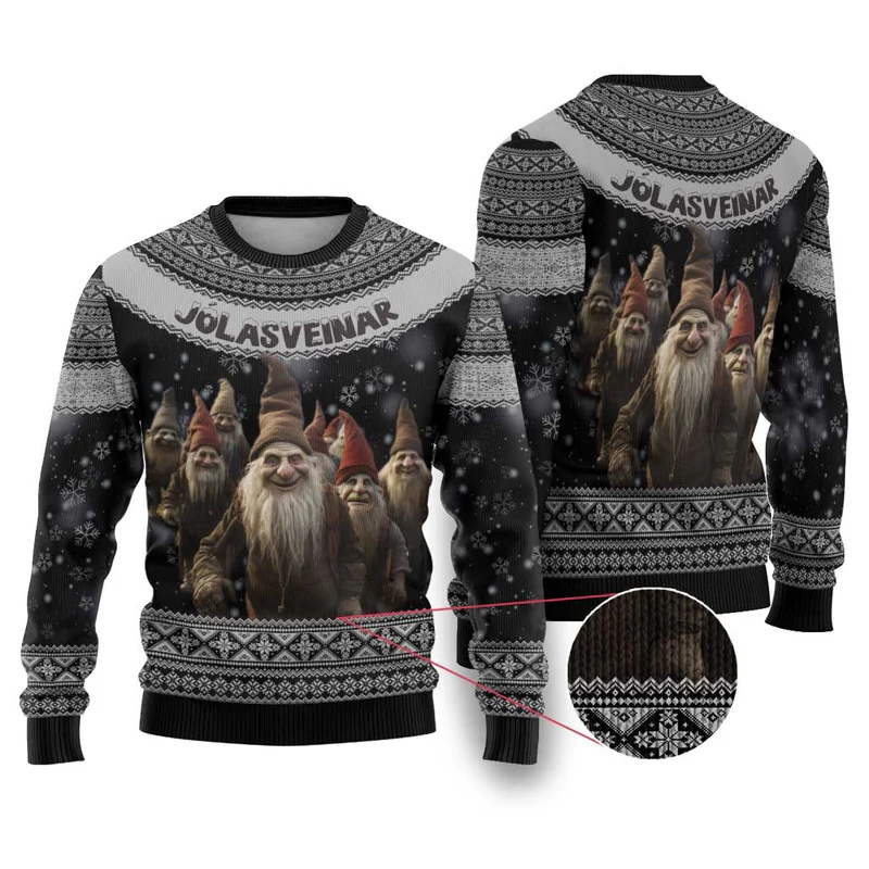 13 Yule Lads Iceland Christmas Ugly Christmas Sweater Jolasveinar and Nordic Traditional Pattern