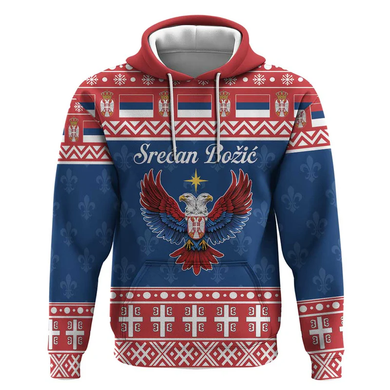 Personalized Serbia Christmas Eagle Hoodie Srecan Bozic Tee