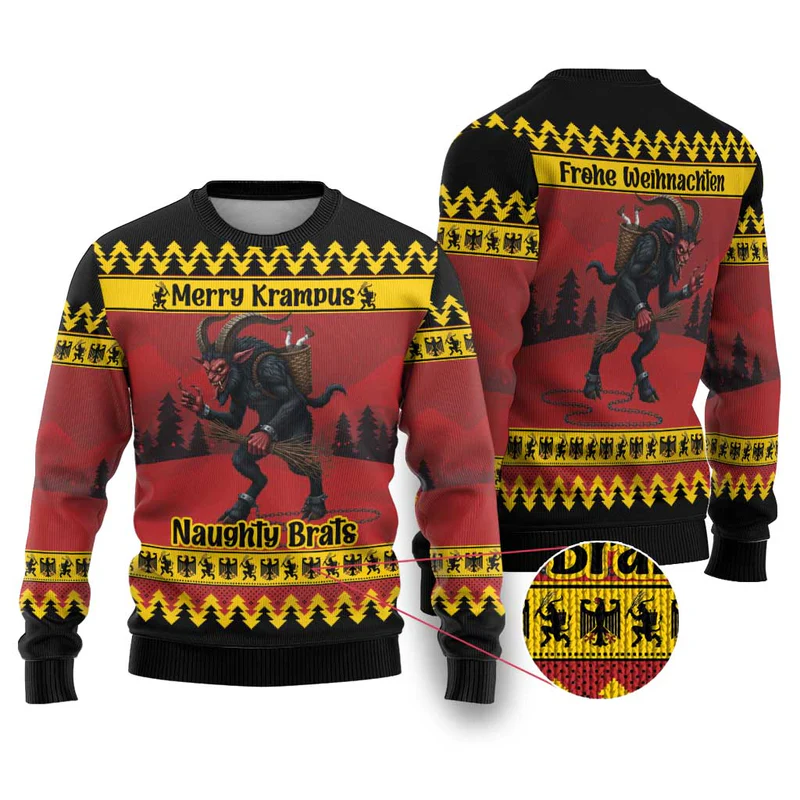 Merry Krampus Germany Ugly Christmas Sweater Frohe Weihnachten