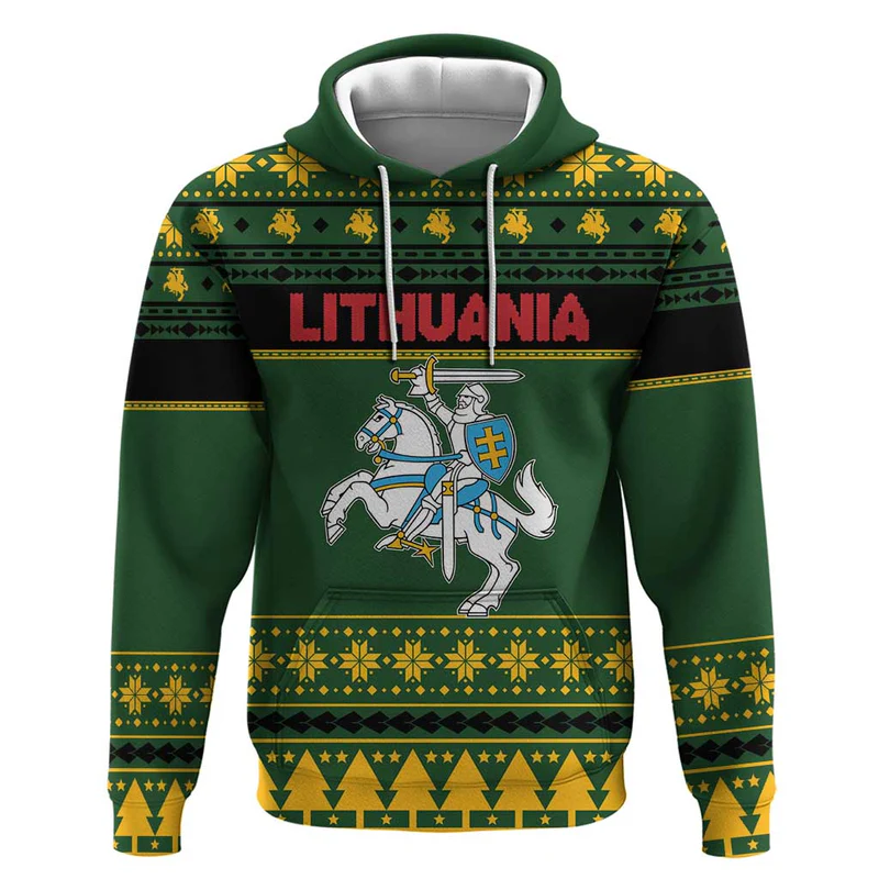Lithuania Christmas Hoodie Coat Of Arms Linksmu Kaledu