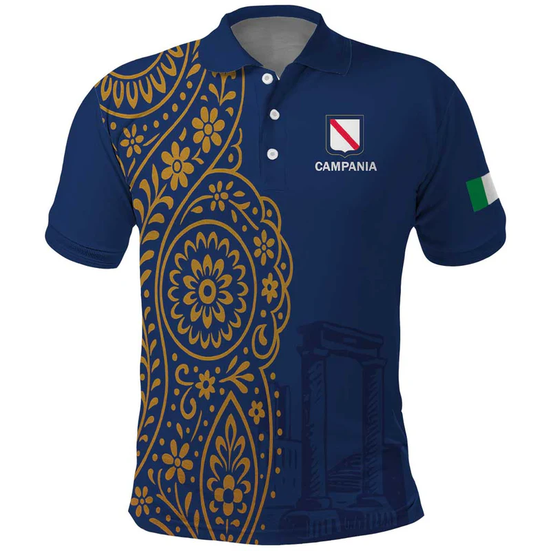 Italy Campania Polo Shirt Vietri Sul Mare Tile With Pompeii Ruins