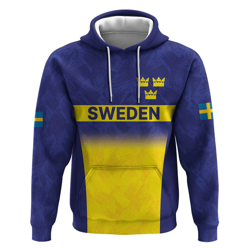 Sweden Rugby Custom Hoodie Three Crowns of Sweden Blue Pattern