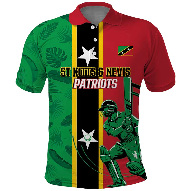 Custom Saint Kitts and Nevis Cricket Polo Shirt Go Champions Patriots