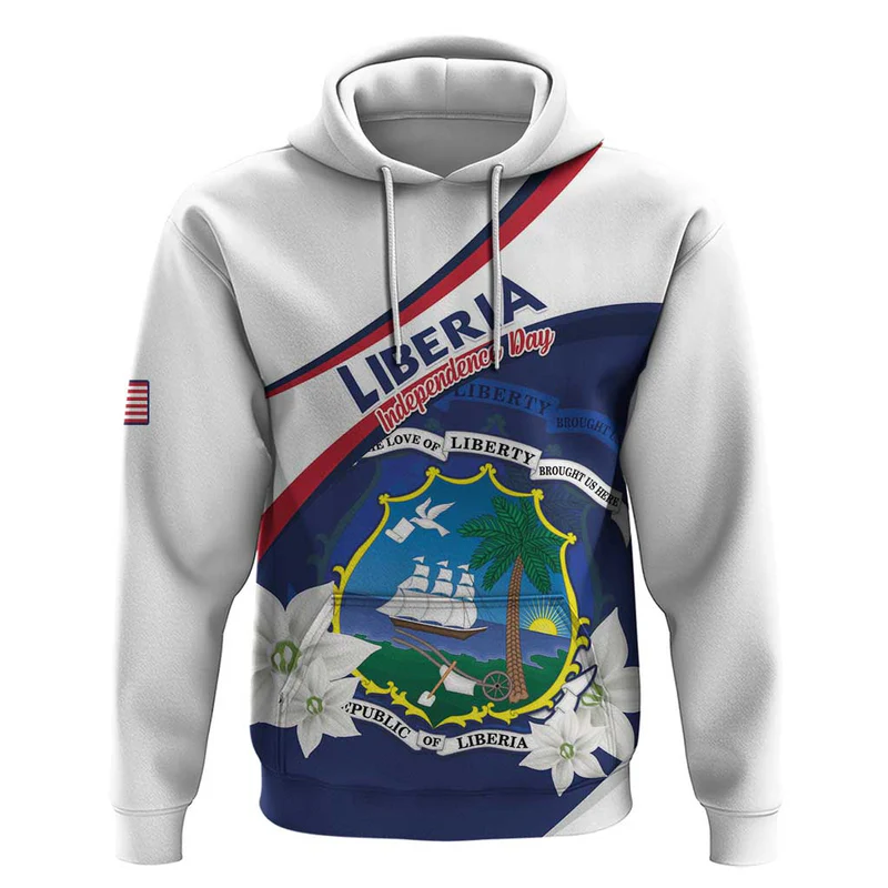 Personalized Liberia Independence Day Hoodie Coat Of Arms Pepper Flowers