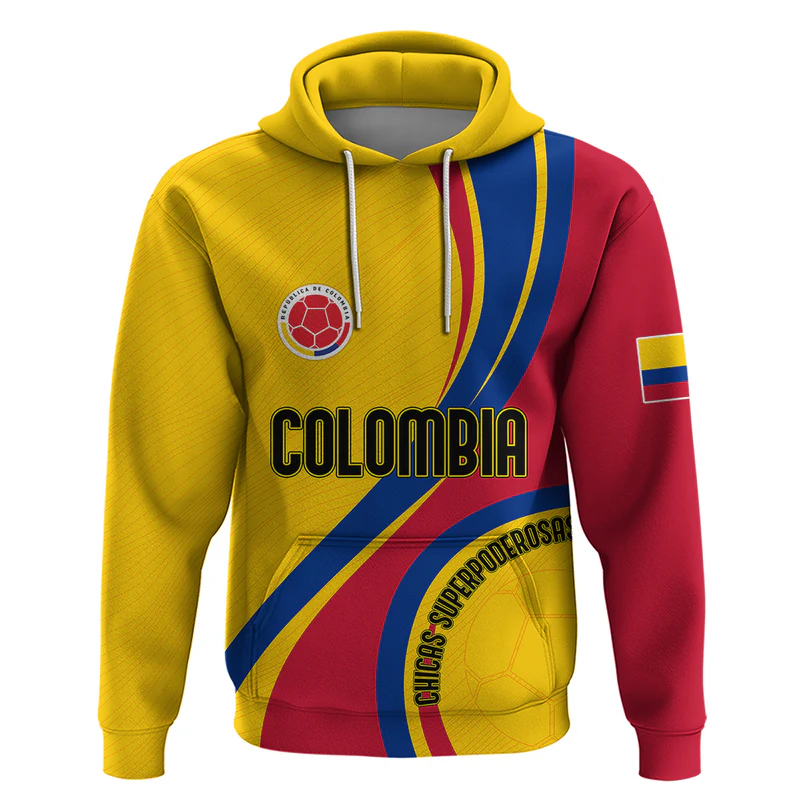 Personalised Colombia Football Hoodie World Cup Chicas Superpoderosas