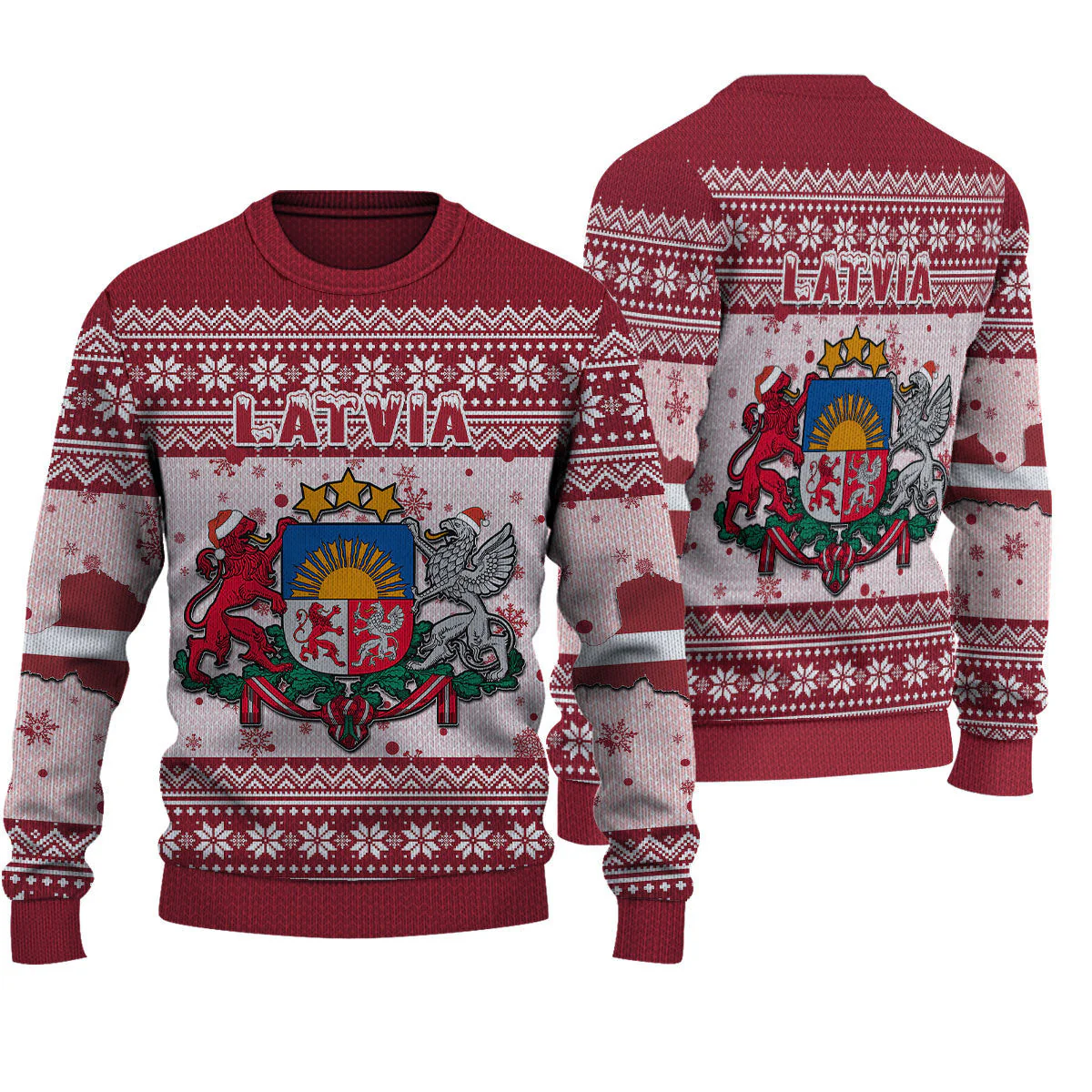 Ugly Sweater Latvia Christmas Knitted Sweater