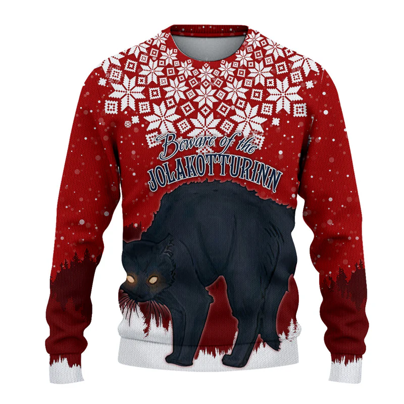 Iceland Christmas Knitted Sweatshirt Beware Jolakotturinn