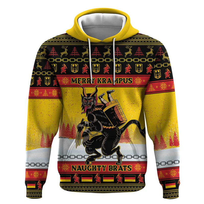 Personalised Germany Christmas Hoodie Merry Krampus