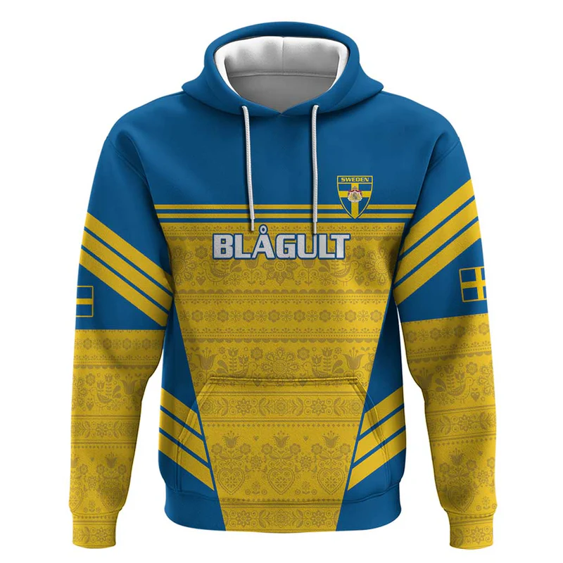 Custom Sweden Football Hoodie Go Blagult – Scandinavian Pattern