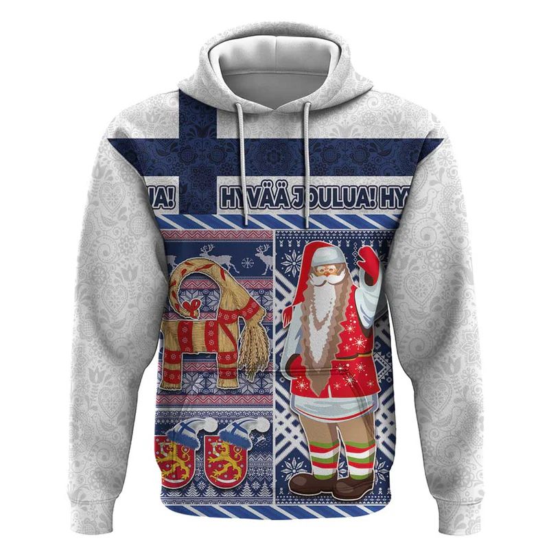 Yule Goat Joulupukki Finnish Christmas Hoodie Scandinavian Pattern