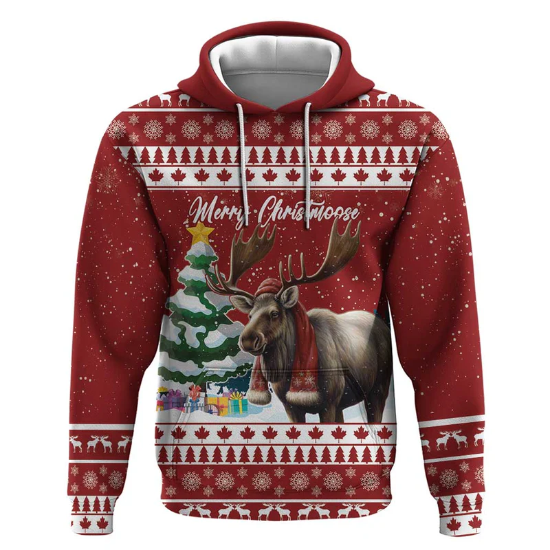 Personalized Canada Christmas Hoodie Merry Christmoose
