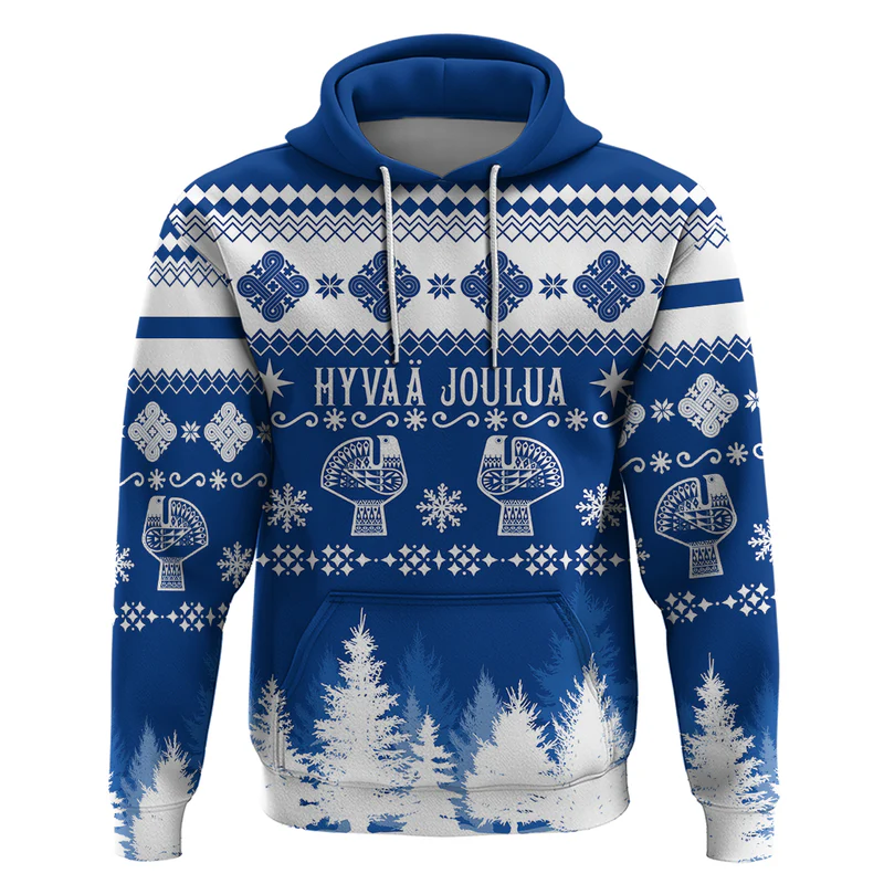 Finland Christmas Hannunvaakuna Tattoo Hoodie Hyvaa Joulua – Flag Color