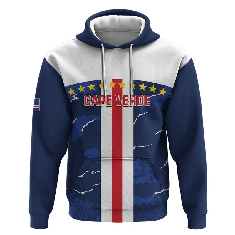 Custom Cape Verde Football Hoodie Go Blue Sharks – Sporty Version