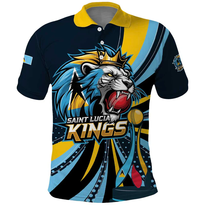 Custom Saint Lucia Cricket Polo Shirt Go Champion St Lucia Lion Kings